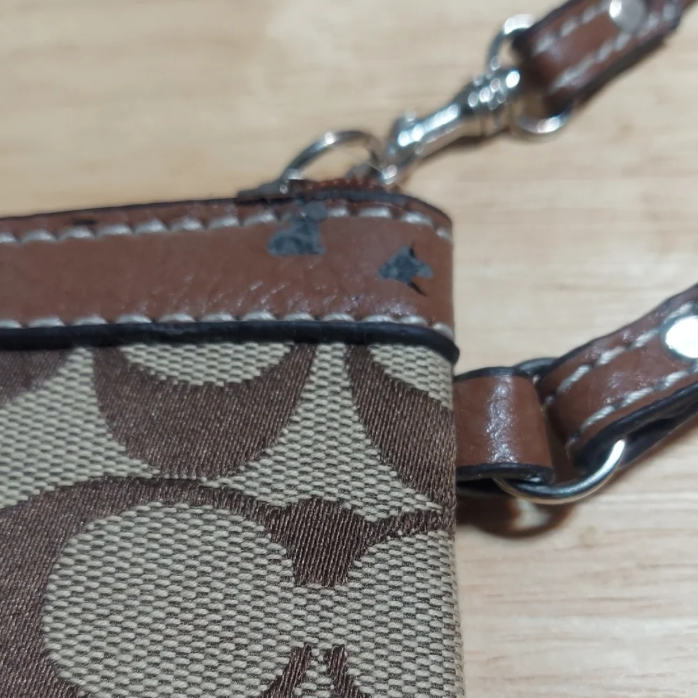 Coach Brown and Tan Wristlet Used Fair Condition